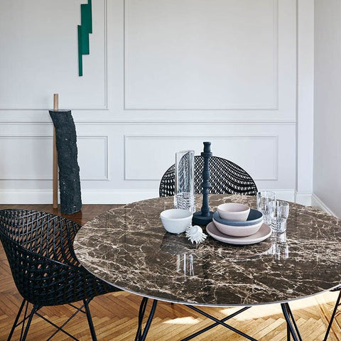 Kartell Glossy Oval Marble w Chrome Frame Tropical Grey