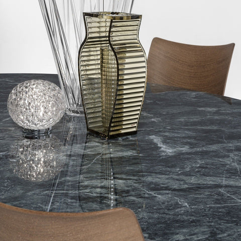 Kartell Glossy Oval Marble w Chrome Frame Tropical Grey