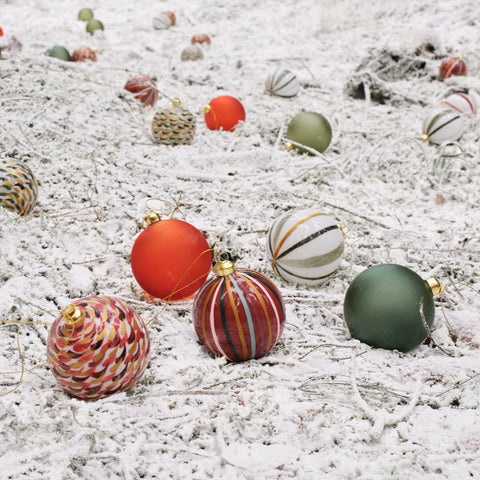 Holmegaard Souvenir Christmas Bauble 8cm Strokes Green