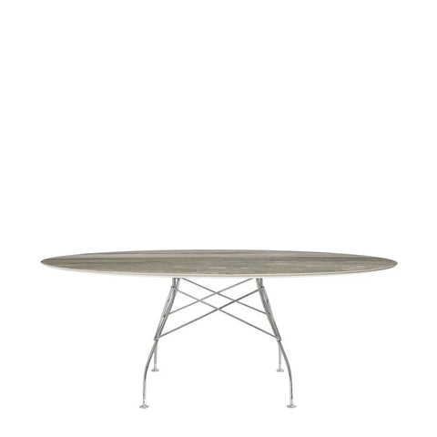Kartell Glossy Oval Marble w Chrome Frame Tropical Grey