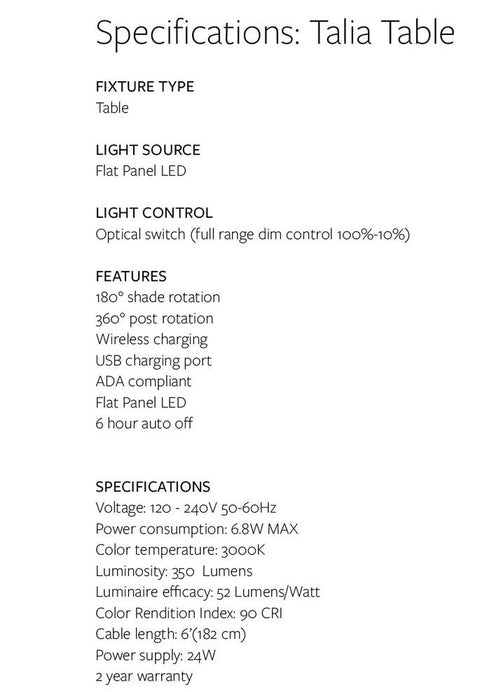 Pablo Talia Table Light Black Brass