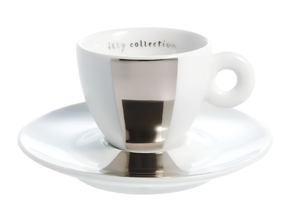 Illy Michelangelo Pisoletto 2002 Collection 6 Espresso Cups w saucers