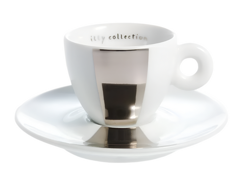 Illy Michelangelo Pisoletto 2002 Collection 6 Espresso Cups w saucers