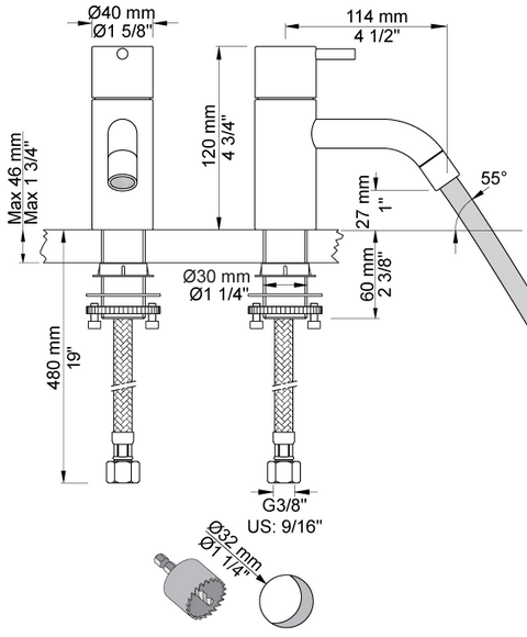 Vola RB1 Single Feed Tap Orange w Arne Jacobsen