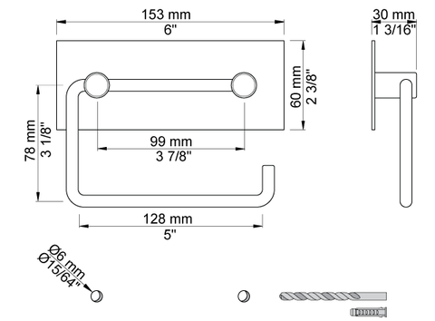 Vola T12-14 Toilet Roll Holder bright red