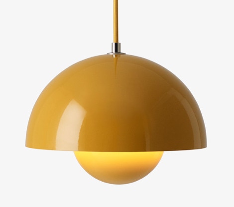 &Tradition Yellow FlowerPot Pendant Light w Clear Cable by Verner Panton