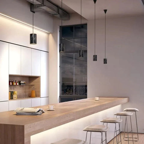 Terence Woodgate Solid Cylinder Pendant Carrara Marble