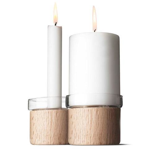 Menu Candleholder Oak 2pcs Chunk