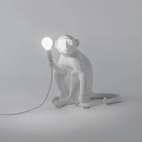 Seletti White Table Light MONKEY Sitting Indoor