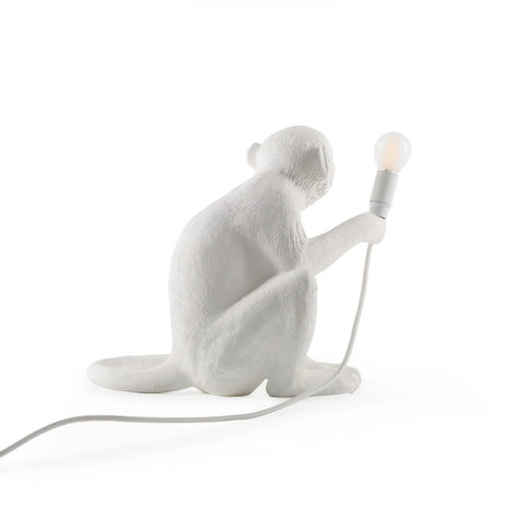 Seletti White Table Light MONKEY Sitting Indoor