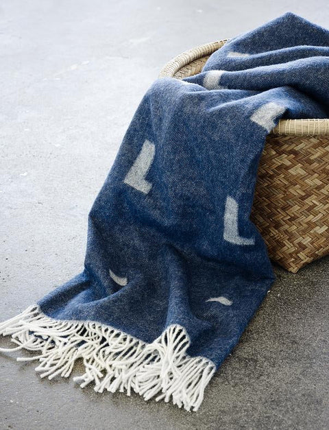 Skagerak  Alpaka and Merino Wool Blanket Blue