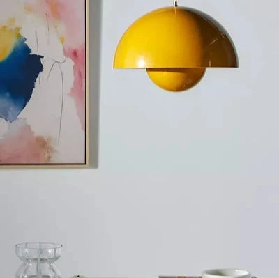 &Tradition Yellow FlowerPot Pendant Light w Clear Cable by Verner Panton