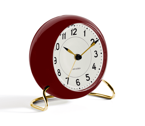 Arne Jacobsen Station Red Table Clock 11cm