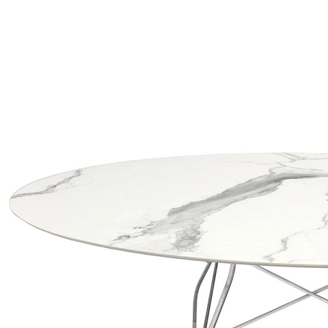 Kartell GLOSSY Oval White Marble Dining Table
