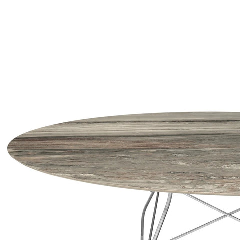 Kartell GLOSSY Oval Grey Marble Dining Table