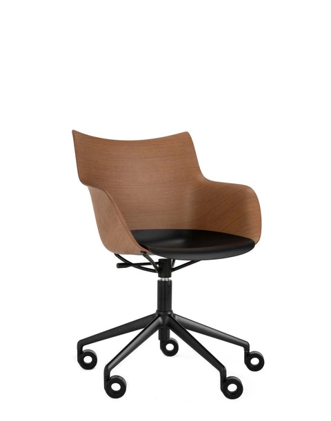 Kartell Q/wood Office Dark Wood w Wheels by Philippe Starck