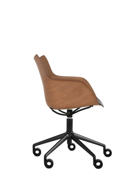 Kartell Q/wood Office Dark Wood w Wheels by Philippe Starck