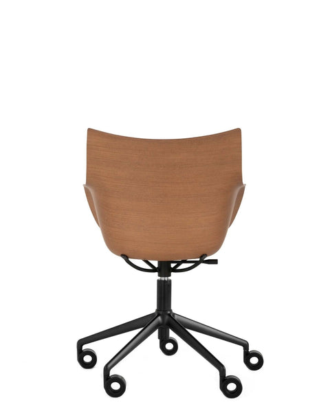 Kartell Q/wood Office Dark Wood w Wheels by Philippe Starck