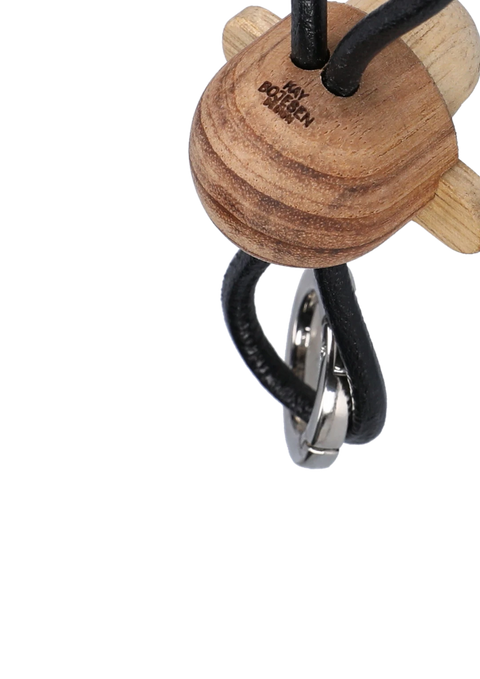 Kay Bojesen Monkey Keychain w Sliver Metal and Black Leather