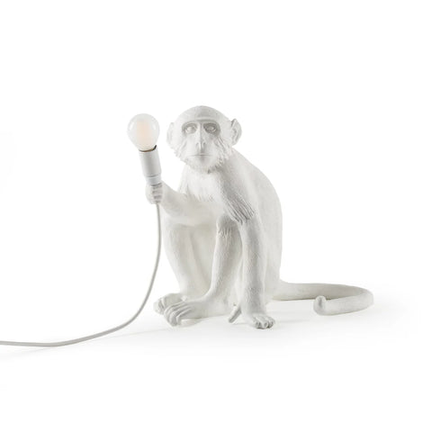Seletti White Table Light MONKEY Sitting Indoor