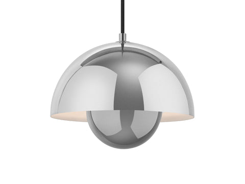 &Tradition Brushed Steel FlowerPot Pendant Light w Clear Cable by Verner Panton