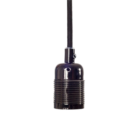 FRAMA E27 Pendant Light 3m fabric cable BLACK CHROME