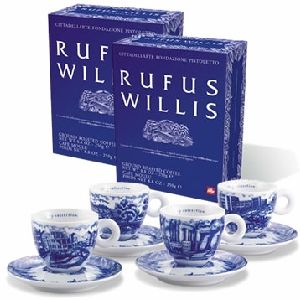 Illy Rufus Willis 2005 Collection Cappuccino cups w saucers