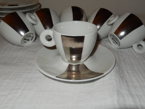 Illy Michelangelo Pisoletto 2002 Collection 6 Espresso Cups w saucers