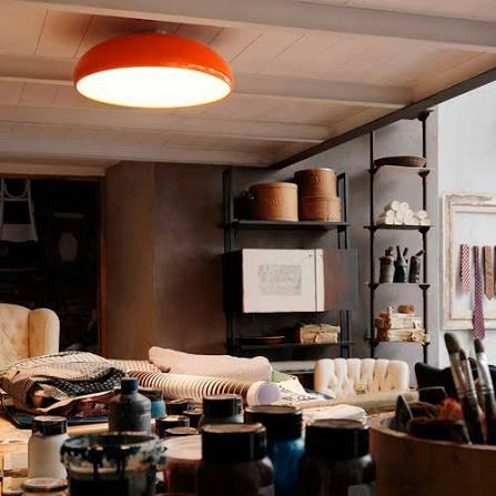 Fontana Arte Pangen Red Ceiling Light 1969