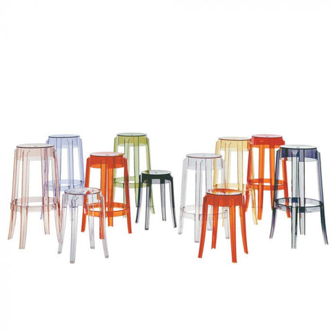 Kartell Charles Ghost Low Stool Red 2pcs