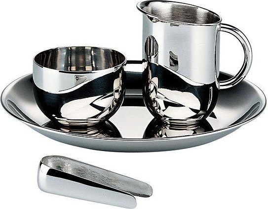 Alessi Officina Bauhaus Creamer and Sugar Bowl w tray – Panik Outlet