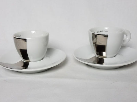 Illy Michelangelo Pisoletto 2002 Collection 6 Espresso Cups w saucers
