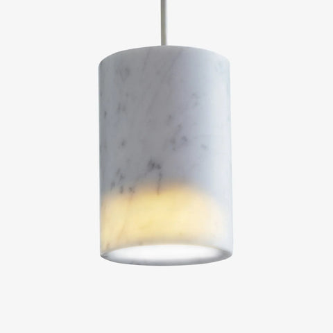 Terence Woodgate Solid Cylinder Pendant Carrara Marble