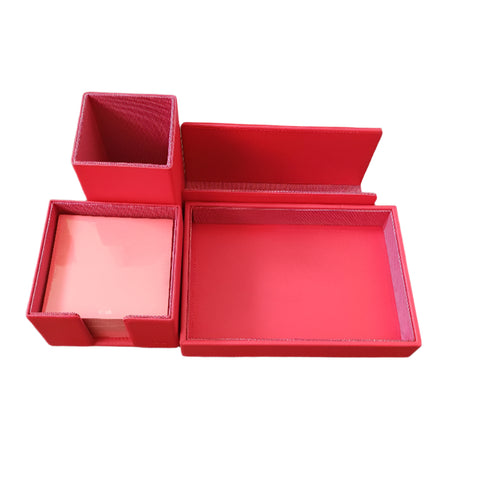 NavaDesign Saffiano Leather Desk Set Red 4 pcs