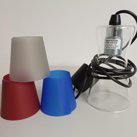 Elmar Flototto Pure Pendant Light red blue grey